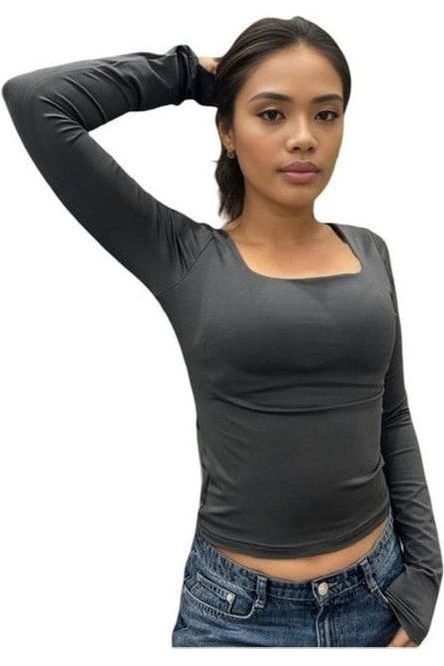 Squared long sleeve top