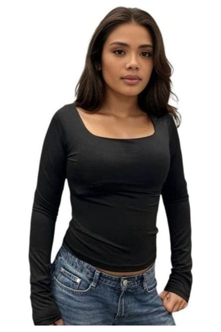 Squared long sleeve top