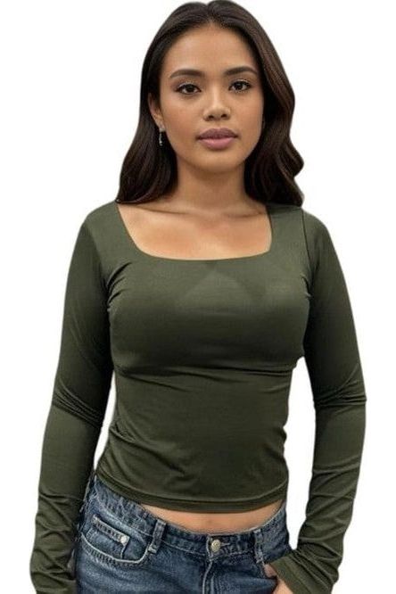 Squared long sleeve top